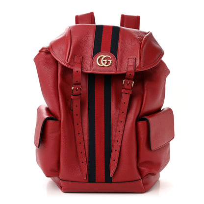 Gucci Grained Calfskin Medium Ophidia Double Buckle Backpack Red 1 of 10
