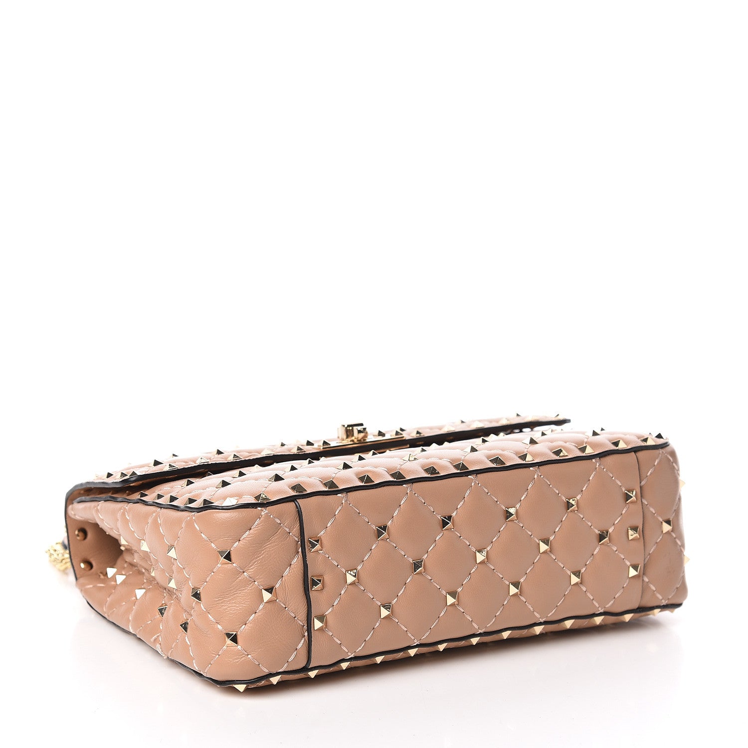Valentino Garavani Nappa Large Rockstud Spike Shoulder Bag Camel Rose 4 of 9