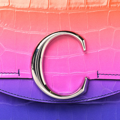 Chloe Calfskin Crocodile Embossed Mini C Double Carry Ombre Pink 8 of 10