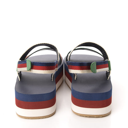 Gucci Nylon Stripe Logo Sylvie Web Platform Slingback Sandals 37 Green Red Ecru 5 of 9