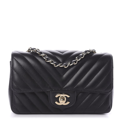 Chanel Lambskin Chevron Quilted Mini Rectangular Flap Black 1 of 7