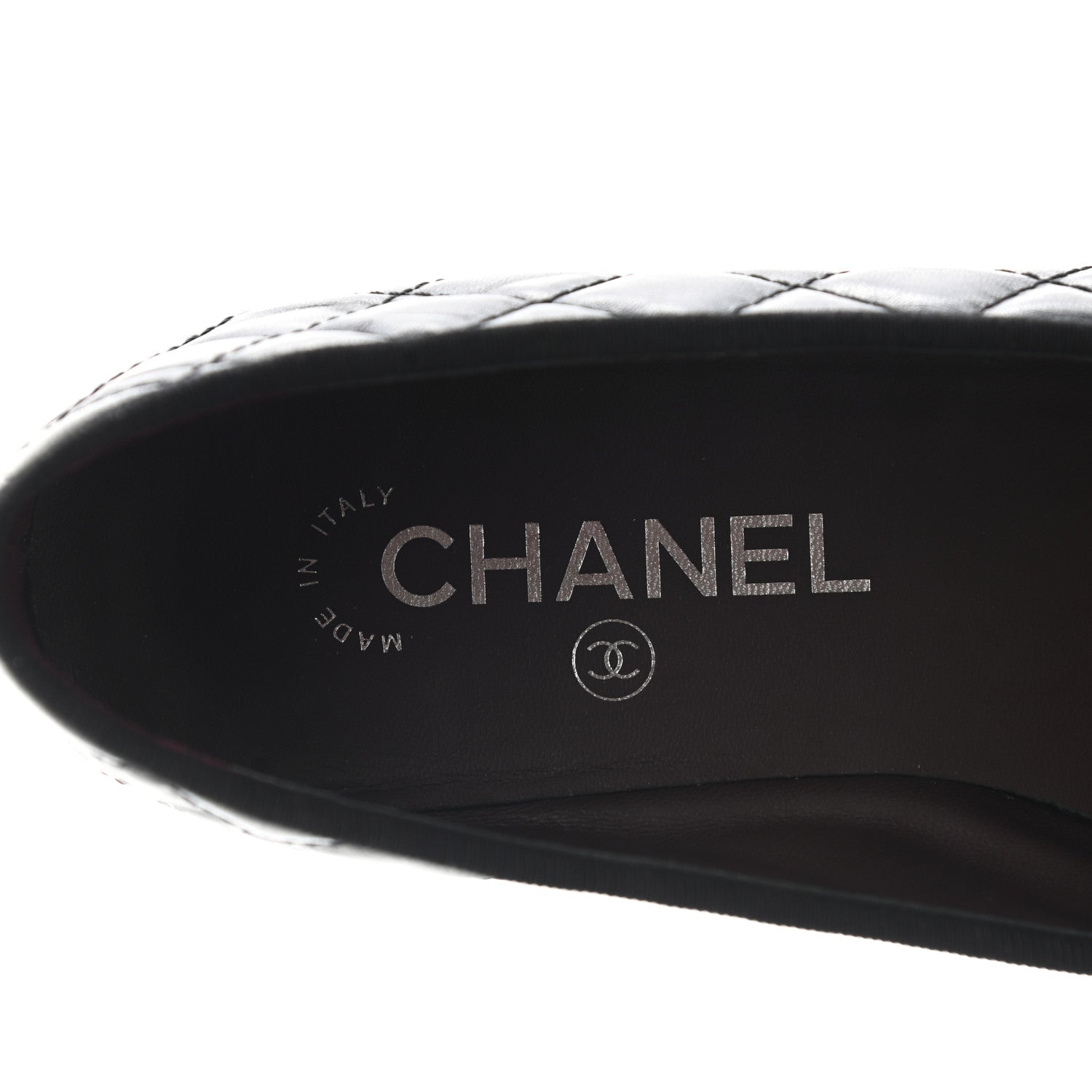 Chanel Aged Calfskin Quilted CC Cap Toe Ballerina Flats 37 Black 5 of 6