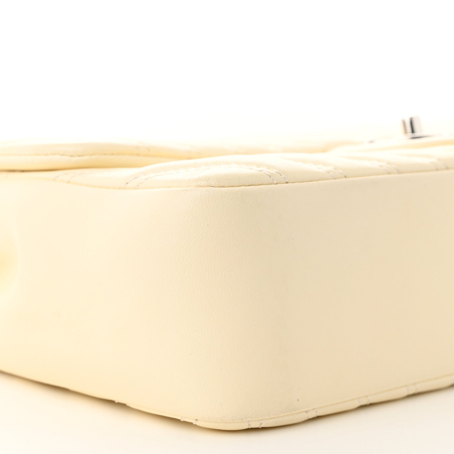 Chanel Lambskin Chevron Quilted Double Stitch Jumbo Single Flap White 9 of 12