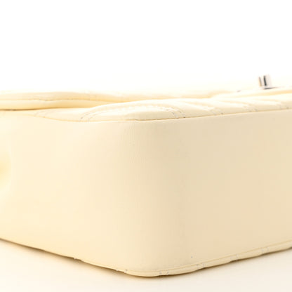 Chanel Lambskin Chevron Quilted Double Stitch Jumbo Single Flap White 9 of 12