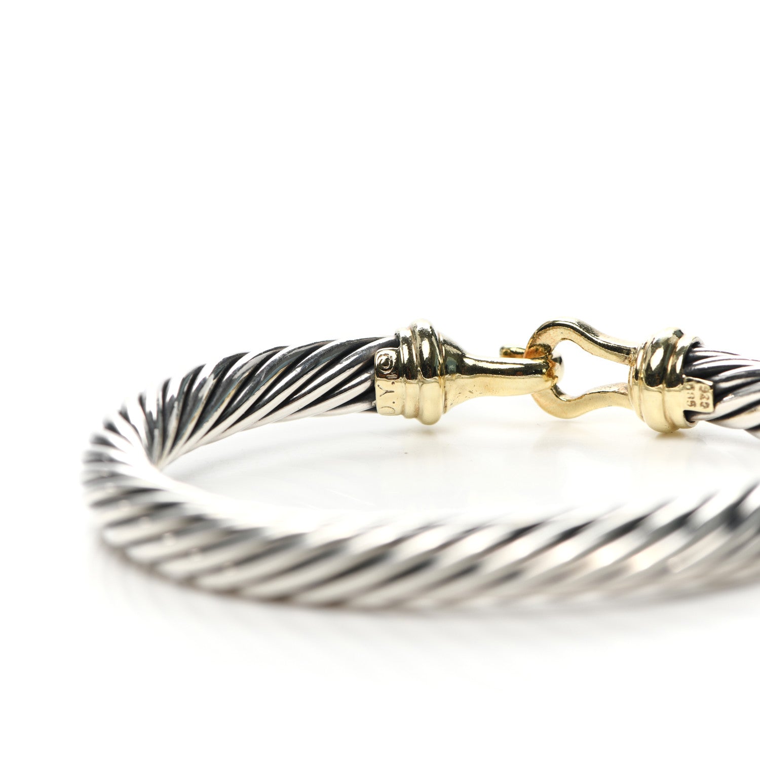David Yurman Sterling Silver 14K Yellow Gold 7mm Cable Classic Buckle Bracelet 5 of 5