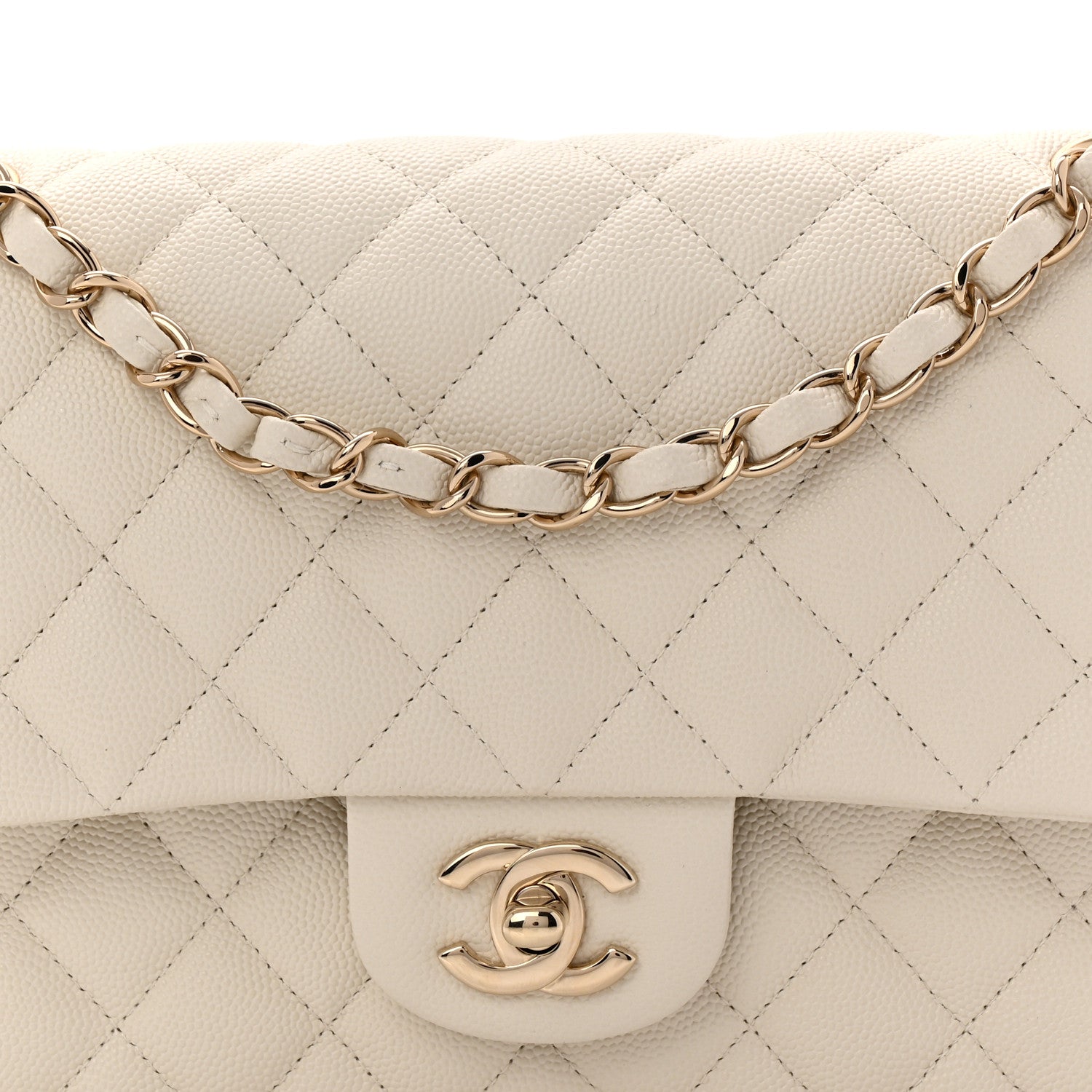 Chanel Caviar Quilted Medium Double Flap White 8 of 10