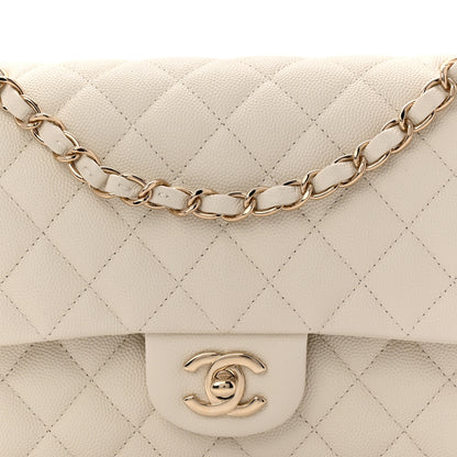 Chanel Caviar Quilted Medium Double Flap White 8 of 10