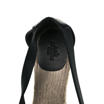 Hermes Calfskin Tipoli Espadrille Wedges 40 Black 7 of 9