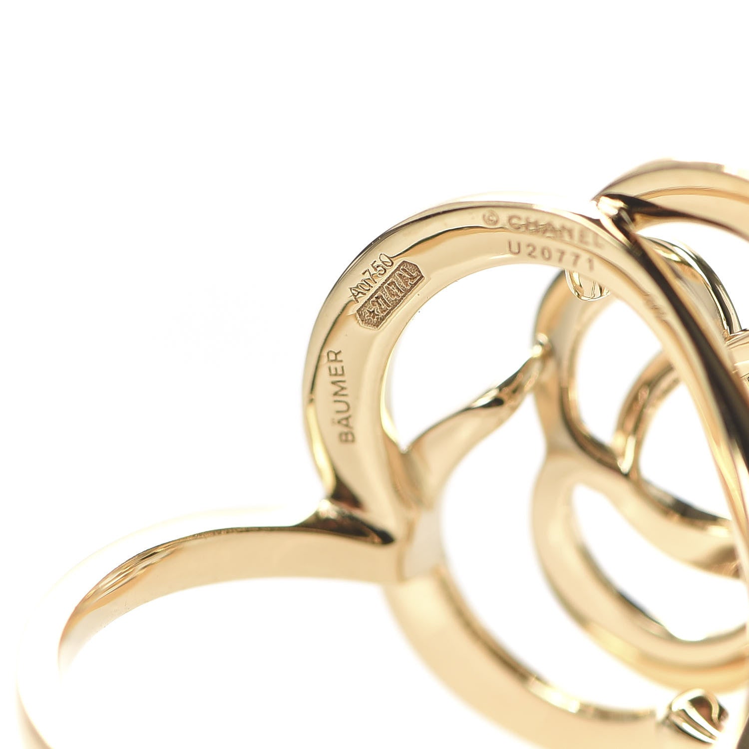 Chanel 18K Yellow Gold Fil De Camelia Ring 52 6 6 of 6