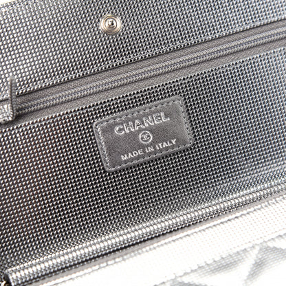 Chanel Metallic Calfskin Quilted Pixel Effect Wallet on Chain WOC Silver 8 of 10