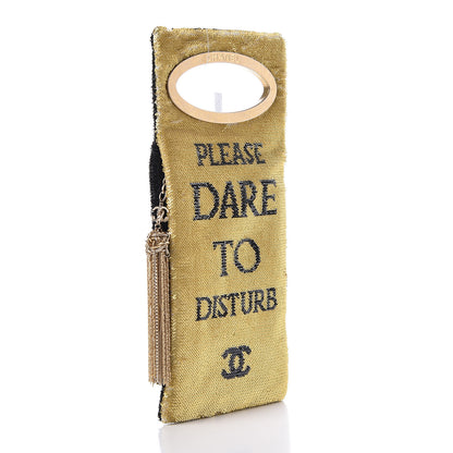 Chanel Sequin Do Not Disturb Minaudiere Clutch Black Gold 3 of 12