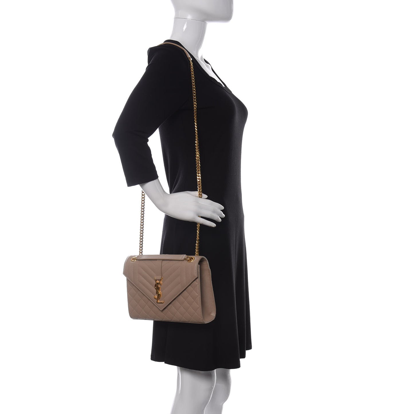Grain De Poudre Textured Mixed Matelasse Medium Triquilt Monogram Satchel Dark Beige