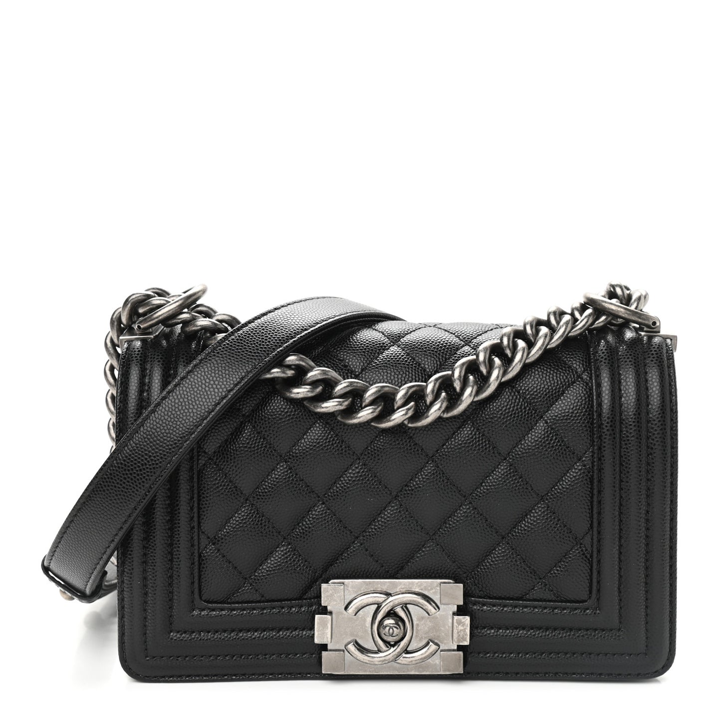 Caviar Quilted Small Boy Flap Black