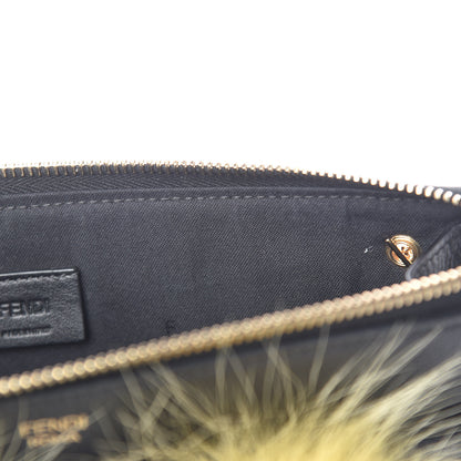 Fendi Vitello Dolce Fox Fur Monster Eyes Mini 2Jours Pouch Black Yellow 13 of 21