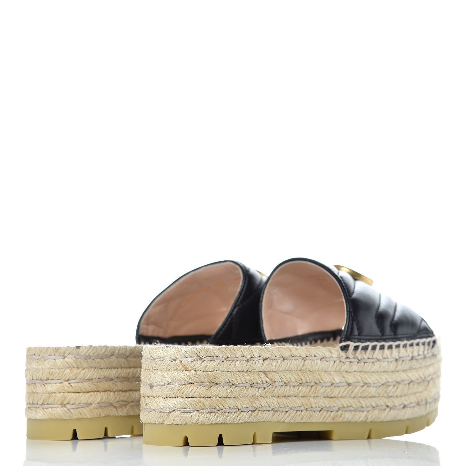 Gucci Nappa Matelasse GG Marmont Platform Espadrille Slide Sandals 37 Black 4 of 9
