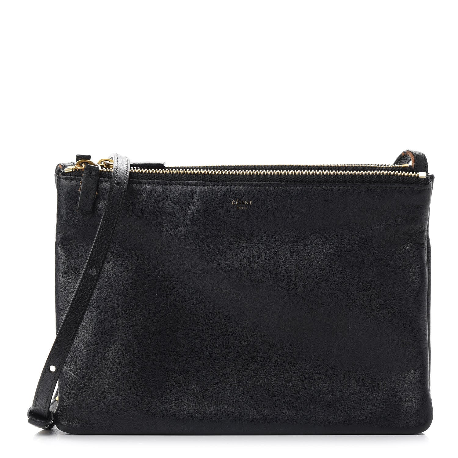 Celine Lambskin Large Trio Crossbody Bag Black 1 of 14