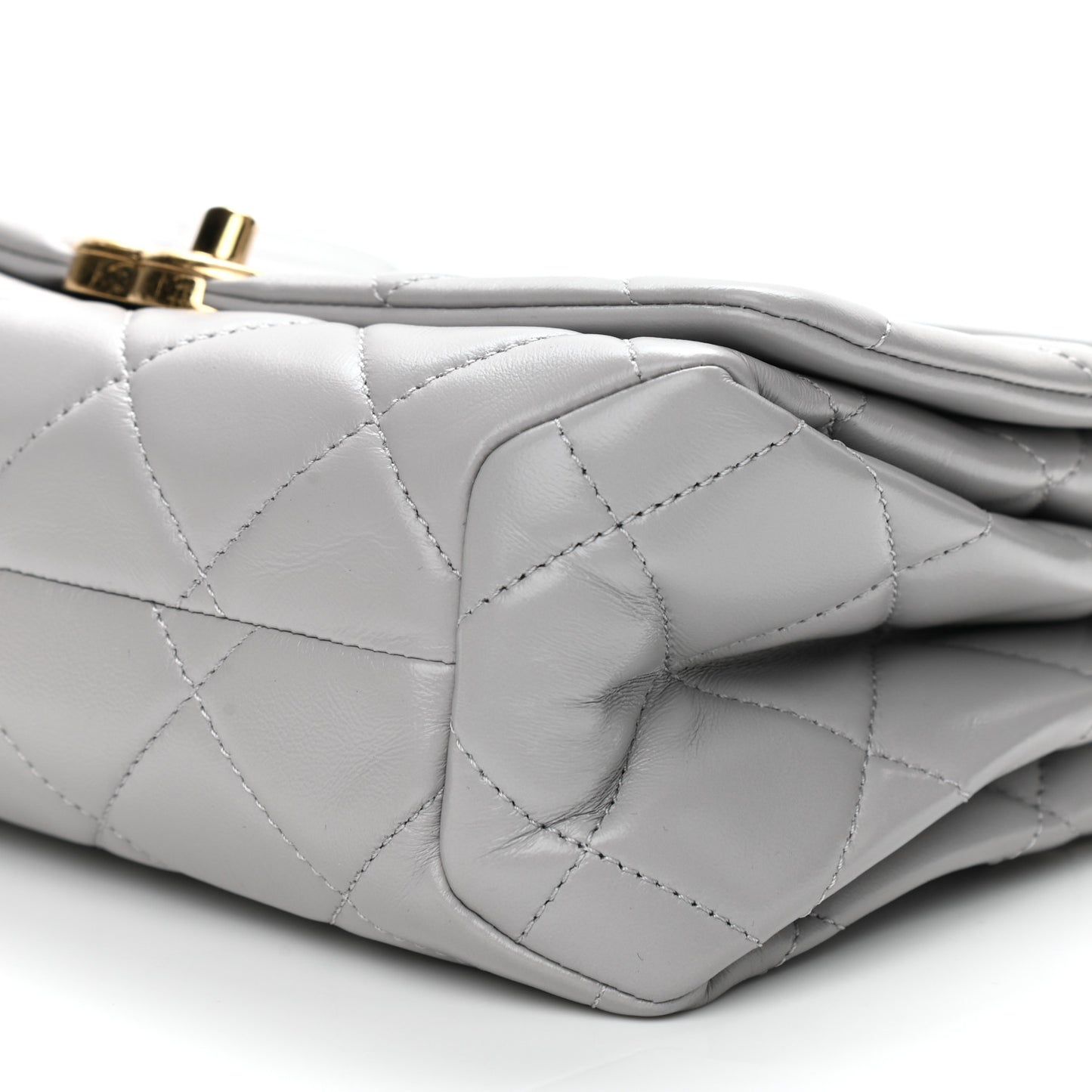 Lambskin Quilted Medium Color Match Flap Grey