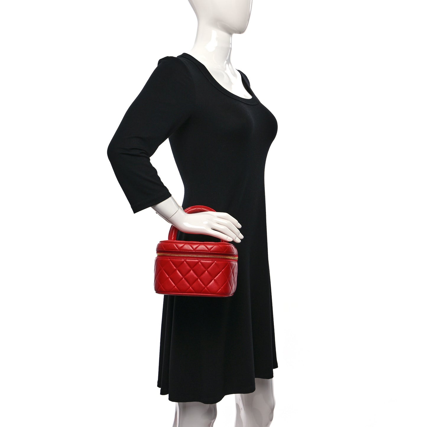 Lambskin Quilted Vanity Case Red