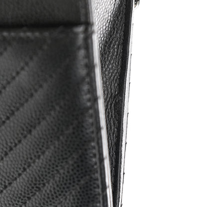 Chanel Caviar Chevron Quilted Wallet On Chain WOC Black 14 of 15