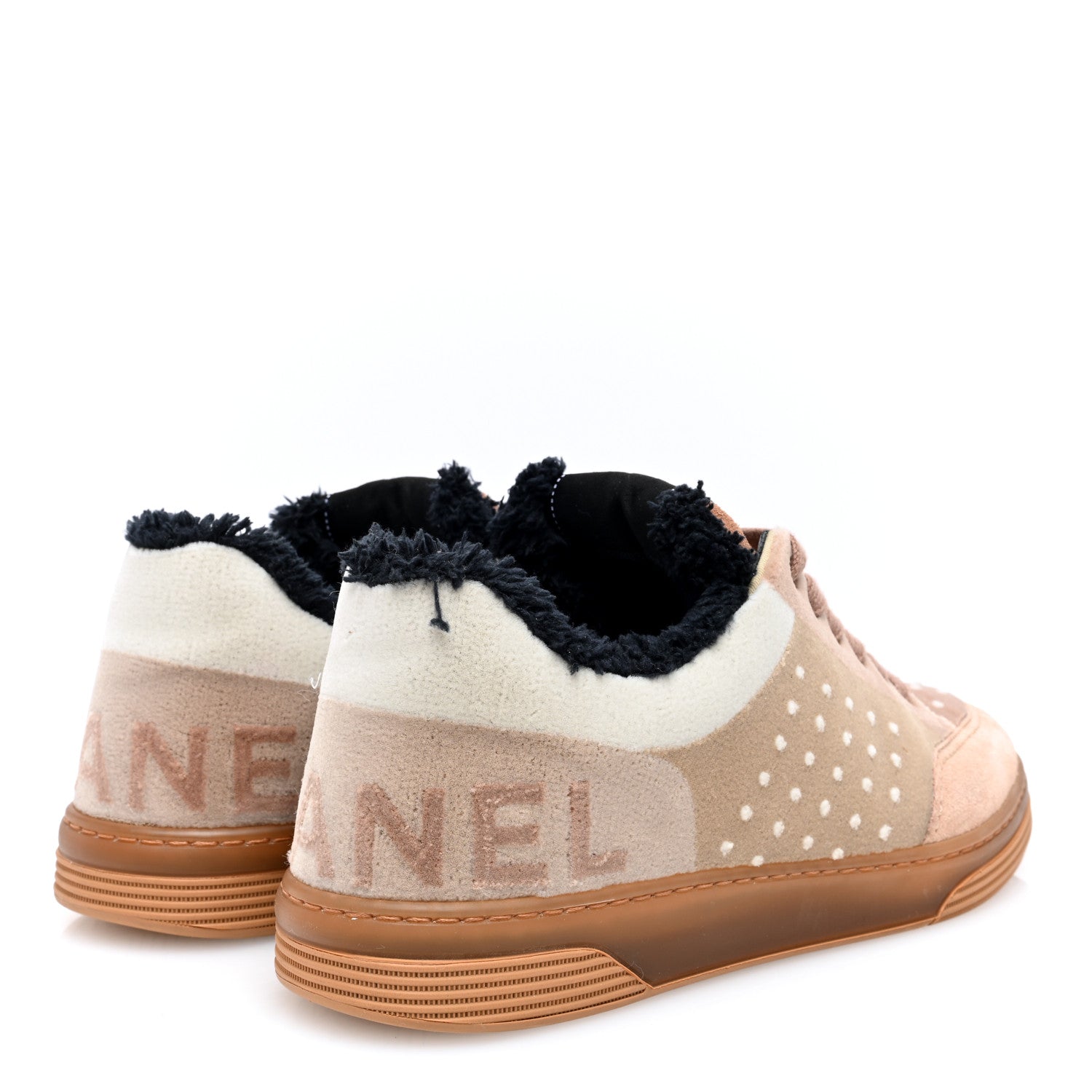 Chanel Fabric Suede Calfskin Logo Sneakers 38 Light Beige 4 of 7