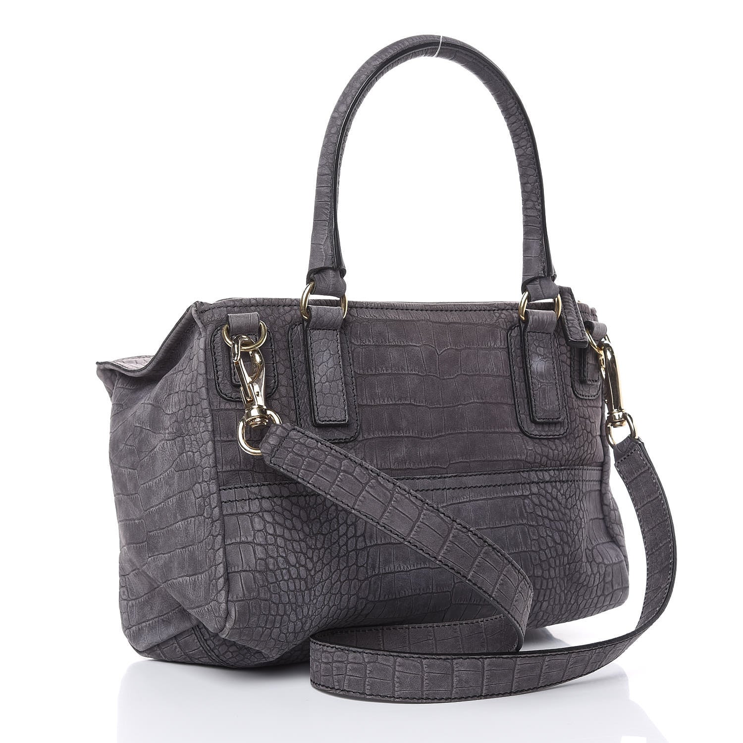 Givenchy Nubuck Crocodile Embossed Medium Pandora Grey 3 of 11