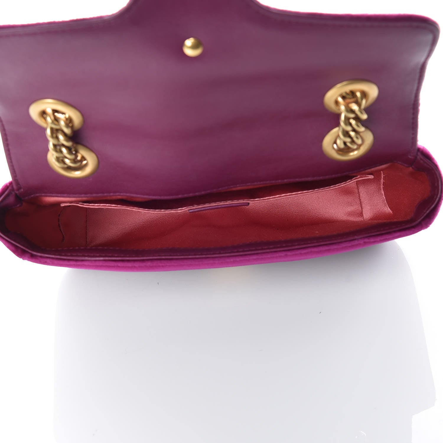 Gucci Velvet Matelasse Mini GG Marmont Shoulder Bag Fuchsia Violet Cyclamen 5 of 10