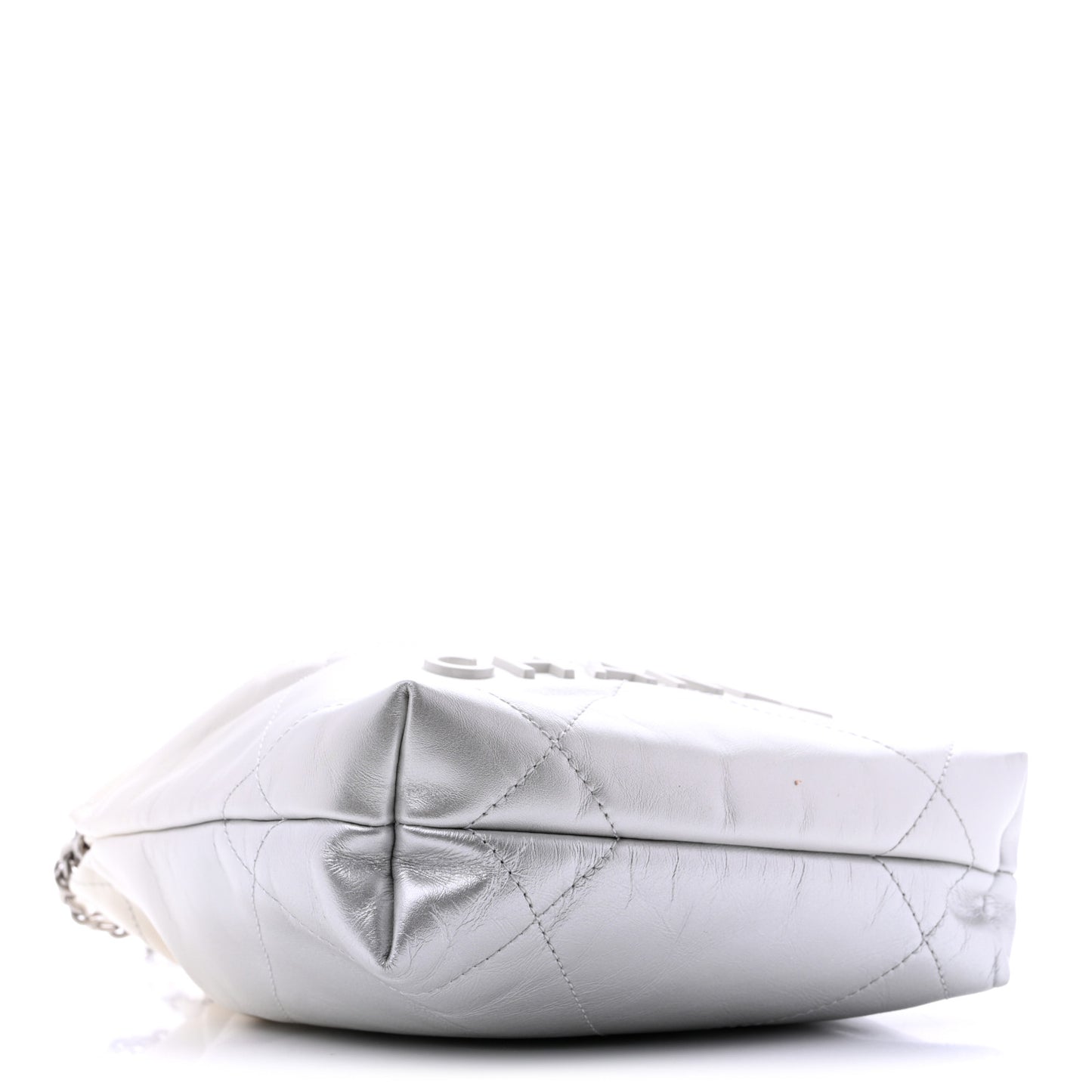 Metallic Shaded Calfskin Quilted Mini Chanel 22 White Silver