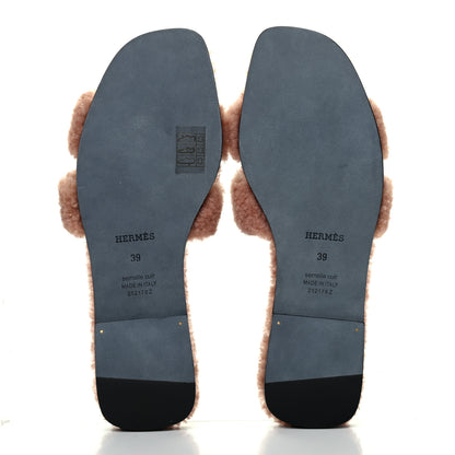 Hermes Woolskin Oran Sandals 39 Rose Aube 5 of 8