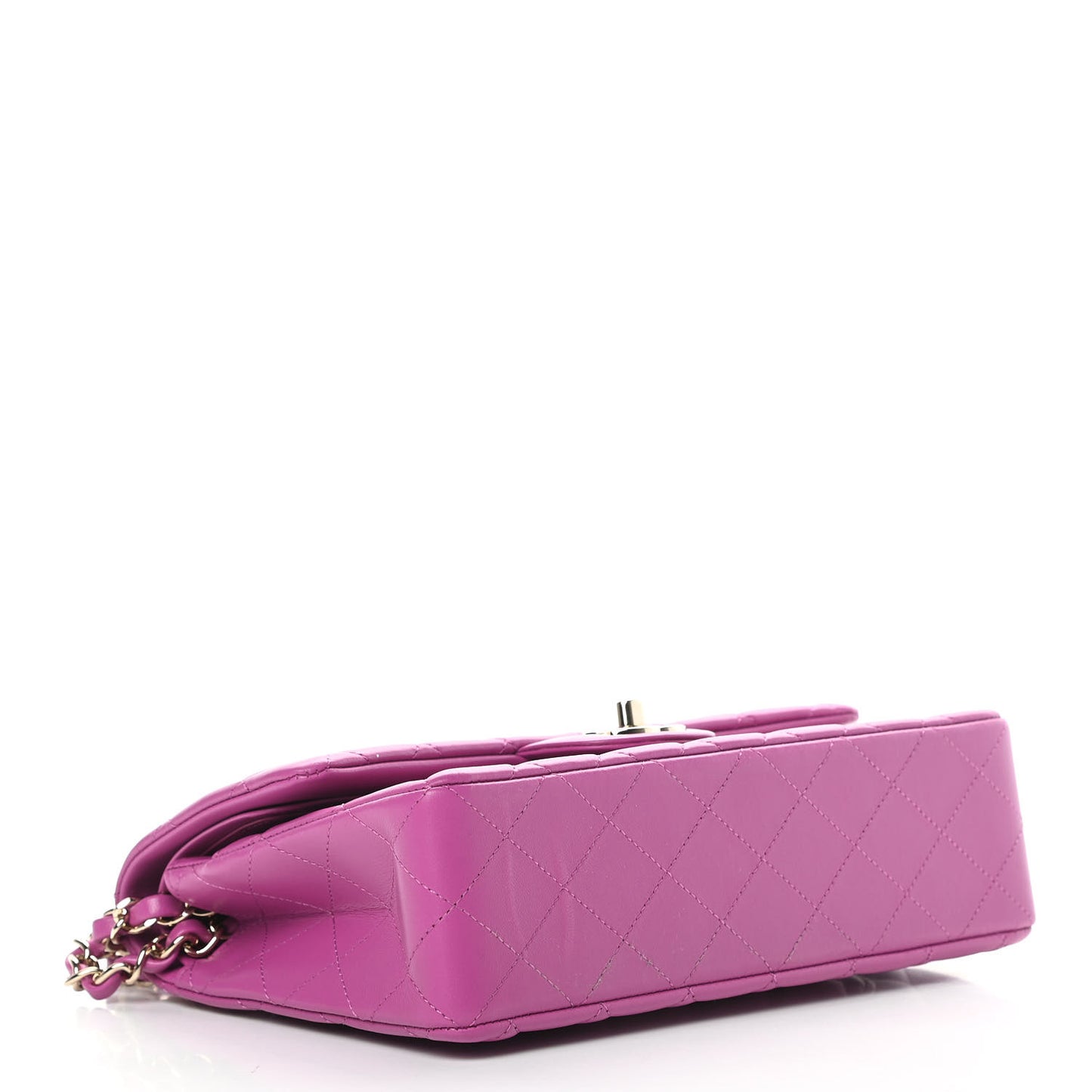 Lambskin Quilted Small Double Flap Purple