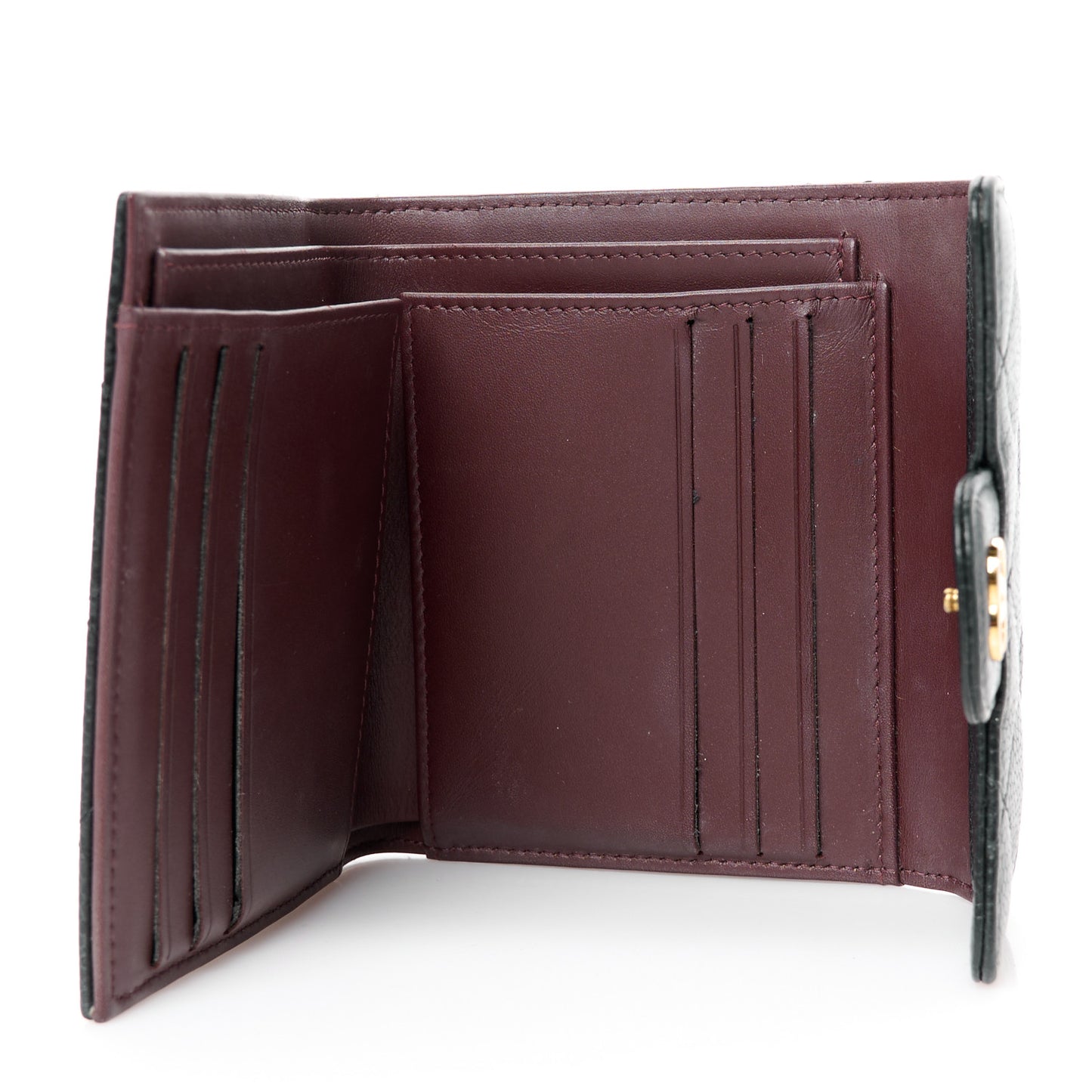 Caviar Quilted Compact Flap Wallet Black