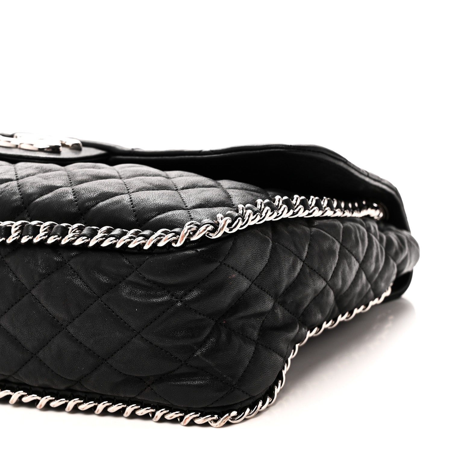 Chanel Washed Lambskin Quilted Maxi Chain Around Flap Black Black 10 of 11
