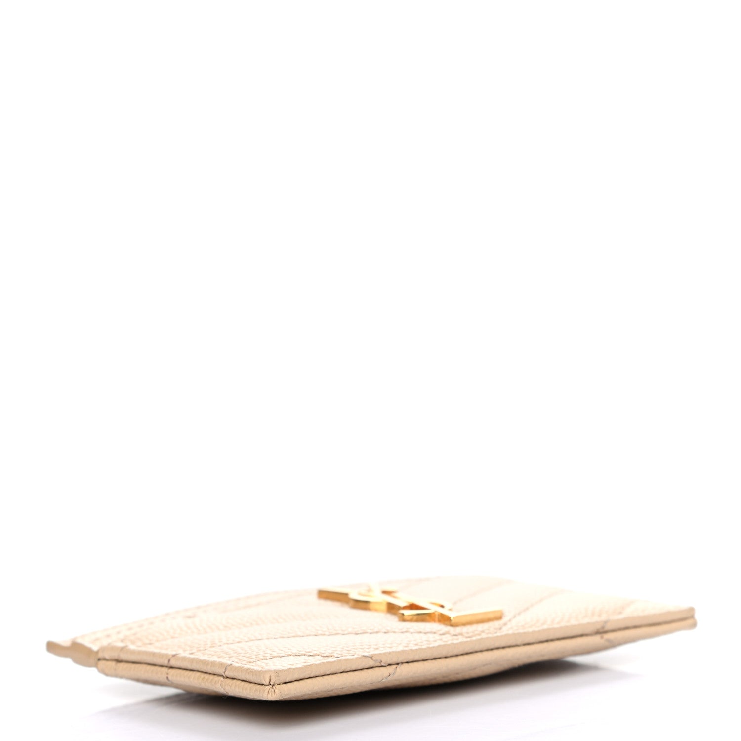 Saint Laurent Grain De Poudre Matelasse Chevron Monogram Credit Card Case Nude Powder 4 of 7