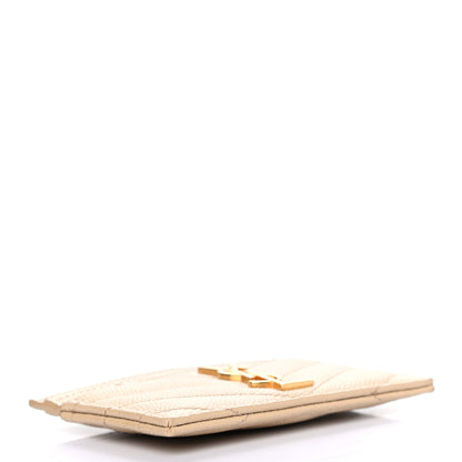Saint Laurent Grain De Poudre Matelasse Chevron Monogram Credit Card Case Nude Powder 4 of 7