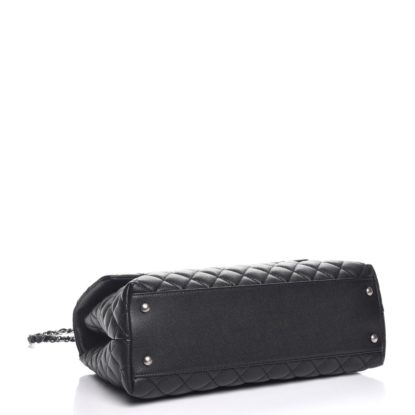 Caviar Quilted Large Coco Handle Flap Black
