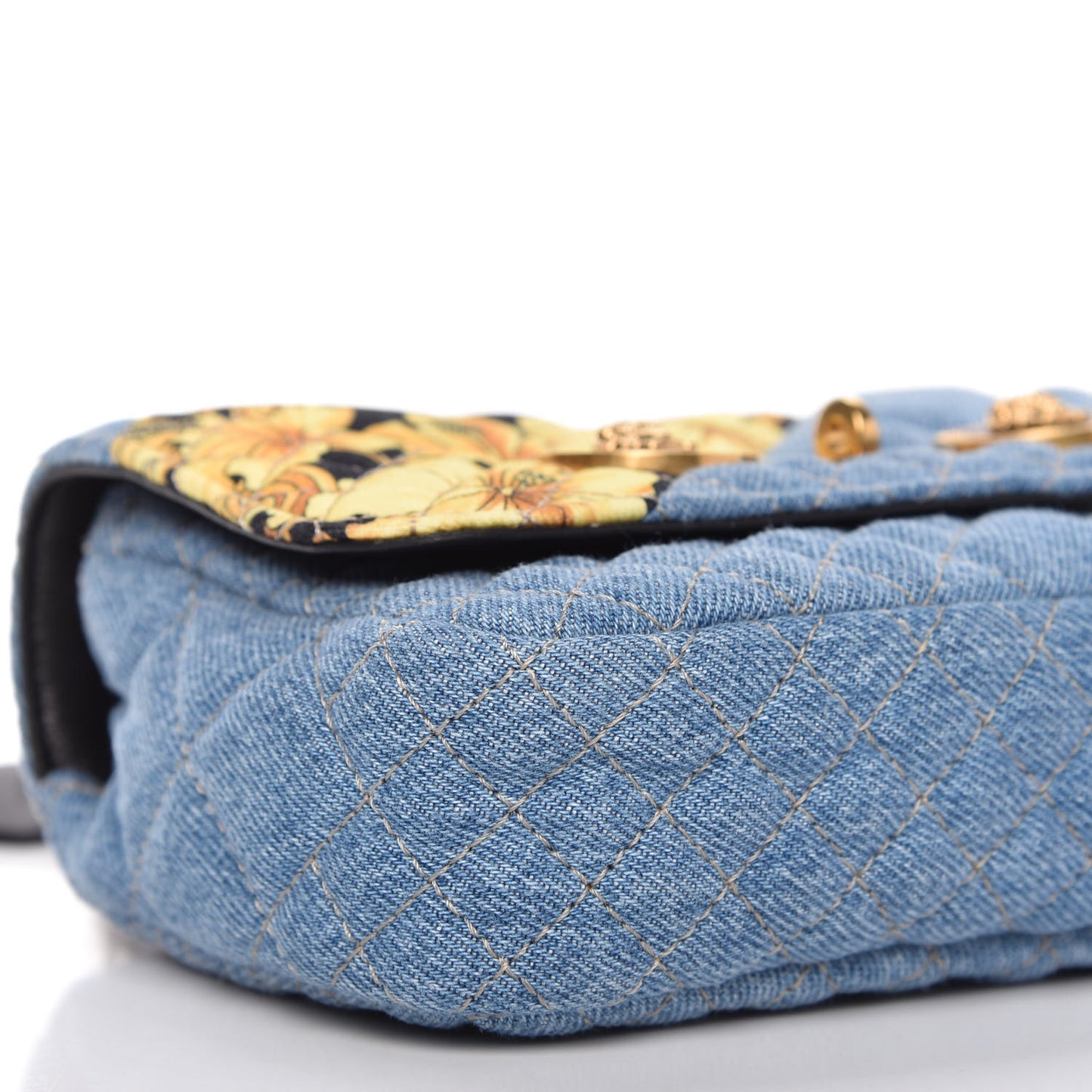 Denim Barocco Printed Icon Small Crossbody Bag Blue