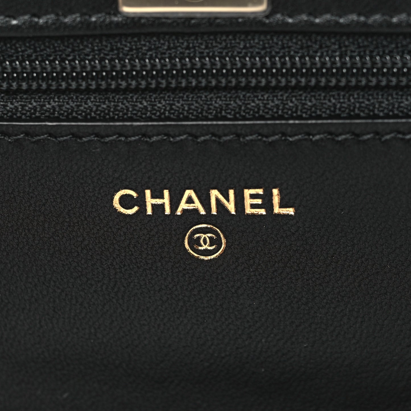 Lambskin Quilted Trendy CC Wallet On Chain WOC Black