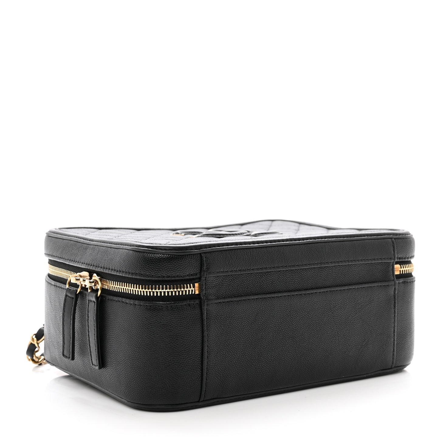 Caviar Quilted Large CC Filigree Vanity Case Black