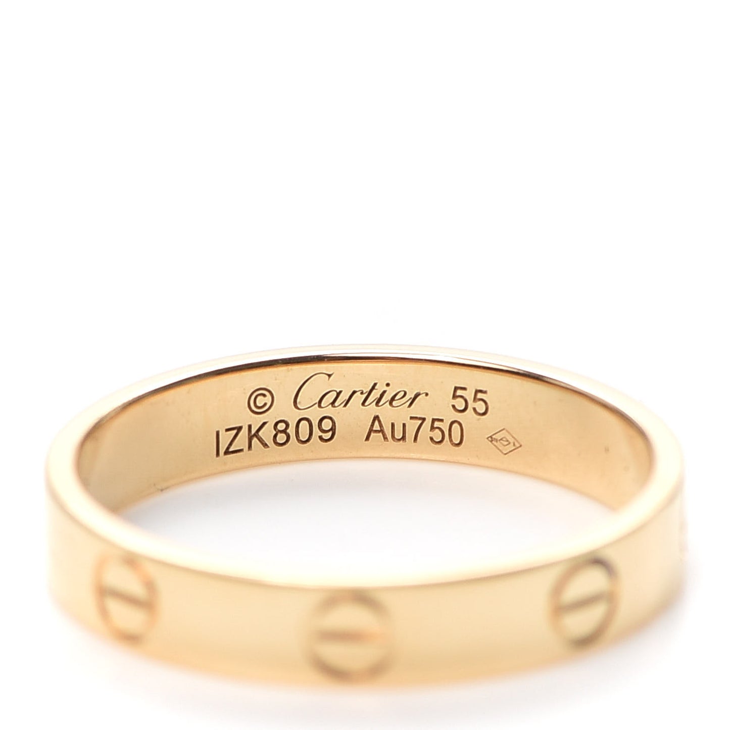 18K Yellow Gold 3.5mm LOVE Wedding Band Ring 55 7.25