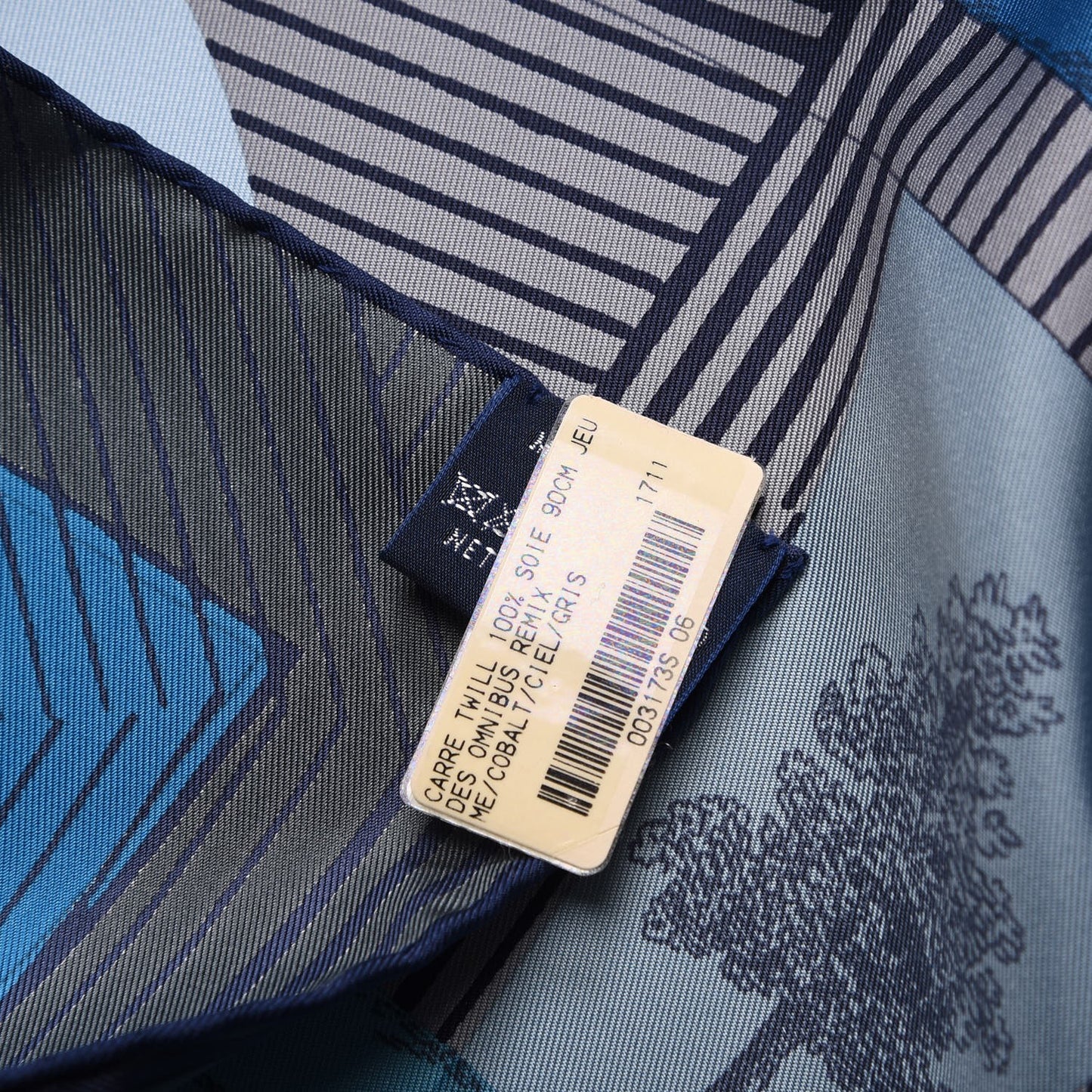 Silk Jeu Des Omnibus Remix Scarf 90 Cobalt Ciel Gris