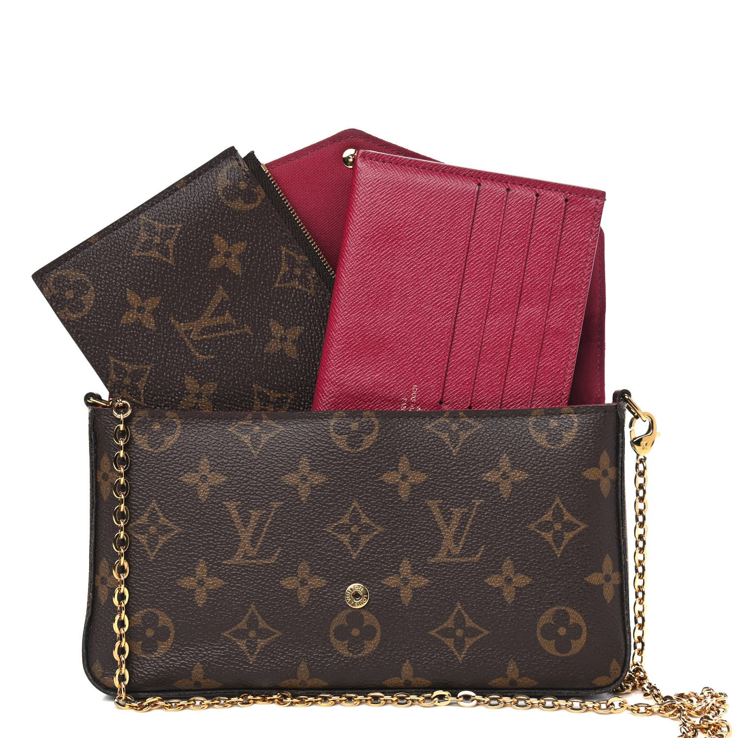 Louis Vuitton Monogram Pochette Felicie Chain Wallet Fuchsia 7 of 8