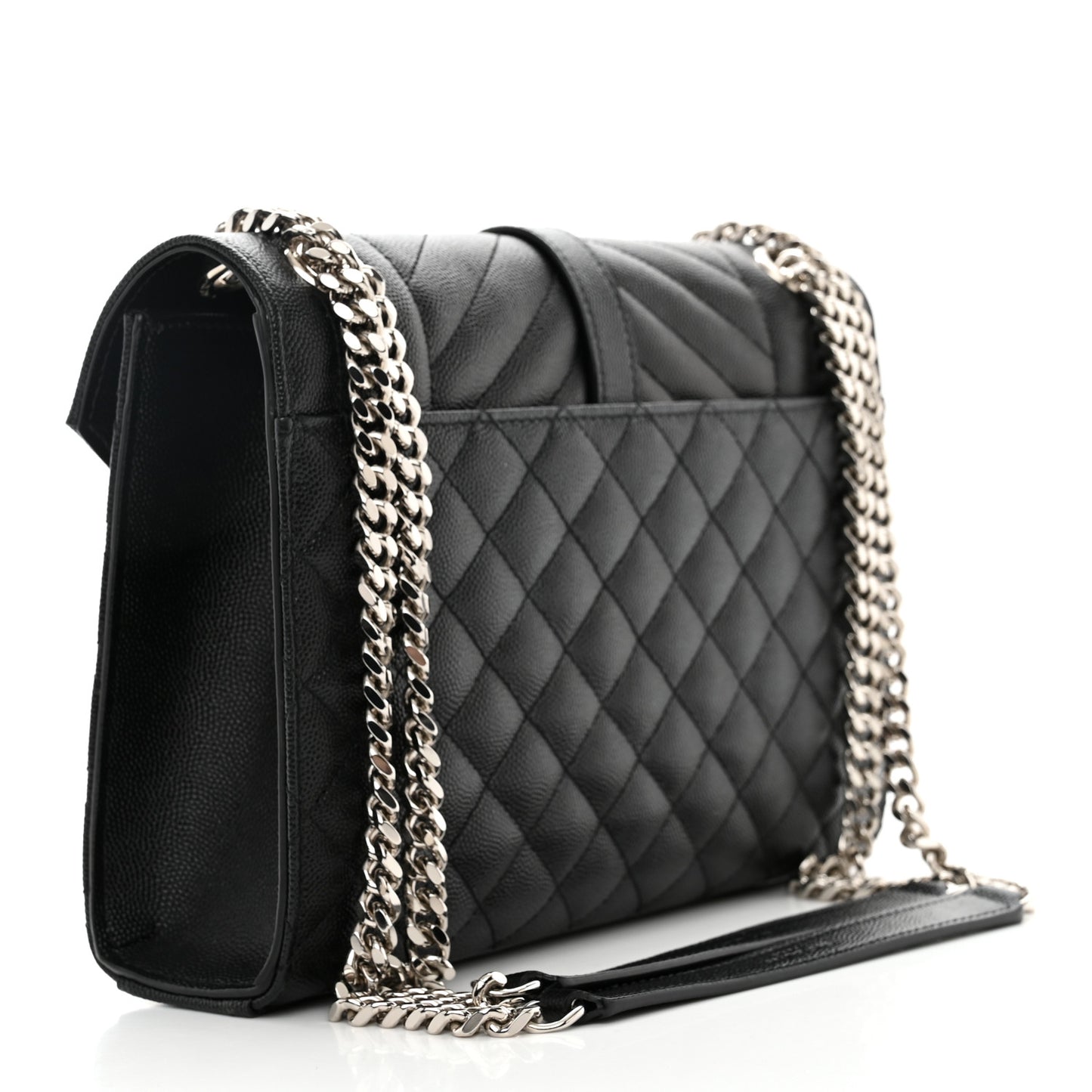 Grain De Poudre Textured Mixed Matelasse Triquilt Medium Monogram Satchel Black