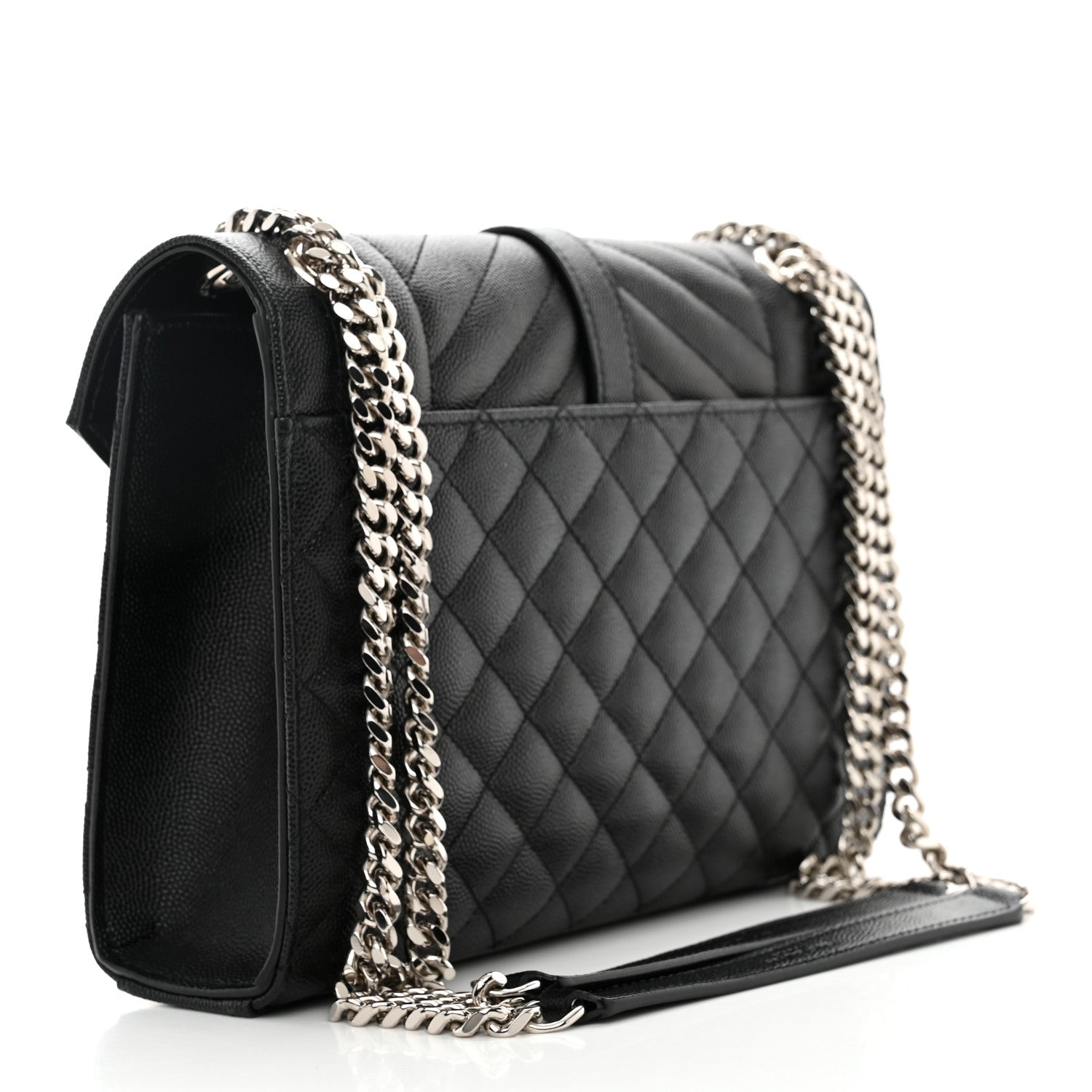 Saint Laurent Grain De Poudre Textured Mixed Matelasse Triquilt Medium Monogram Satchel Black 3 of 10