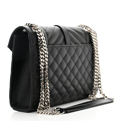 Saint Laurent Grain De Poudre Textured Mixed Matelasse Triquilt Medium Monogram Satchel Black 3 of 10
