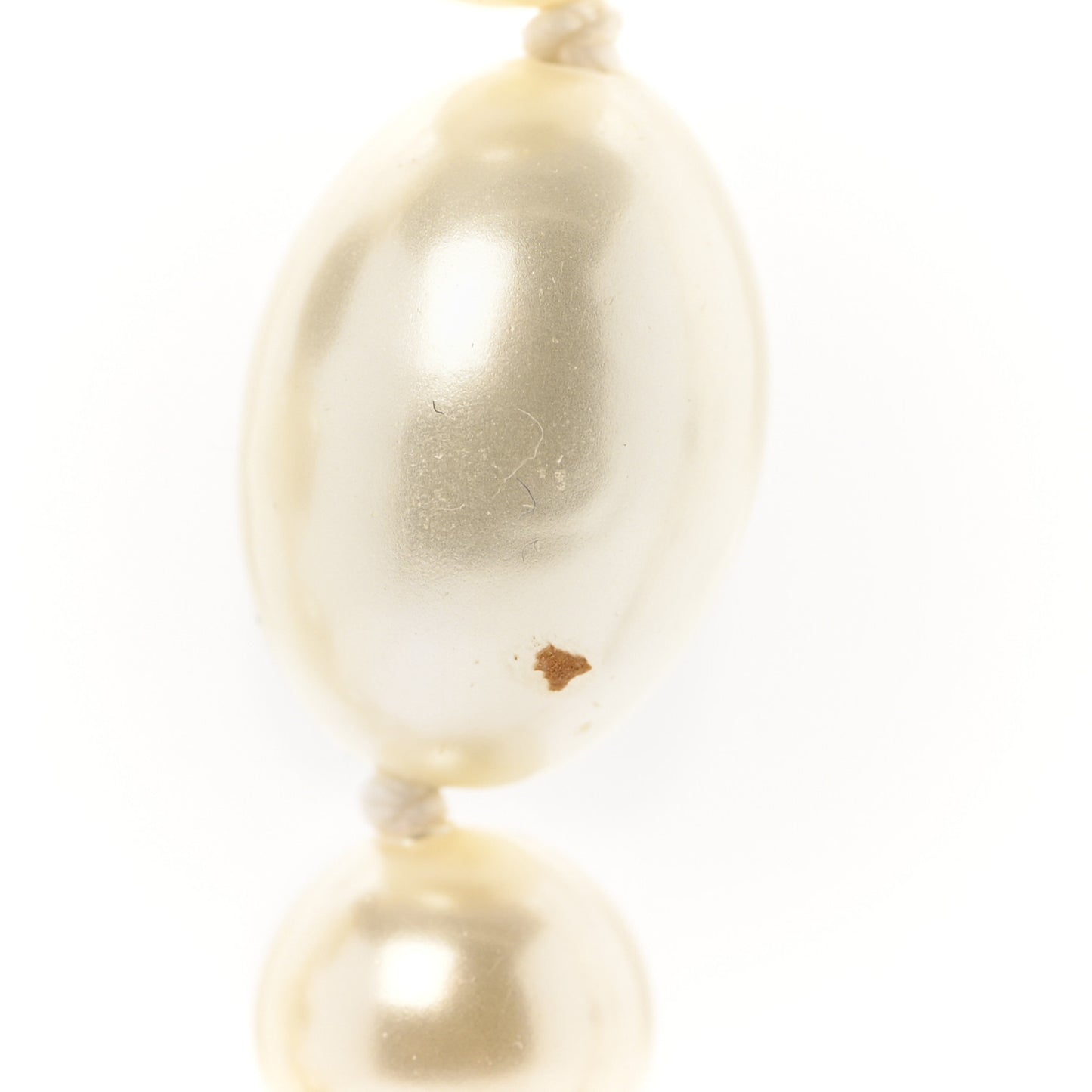 Pearl Resin Crystal CC Long Necklace Black Gold