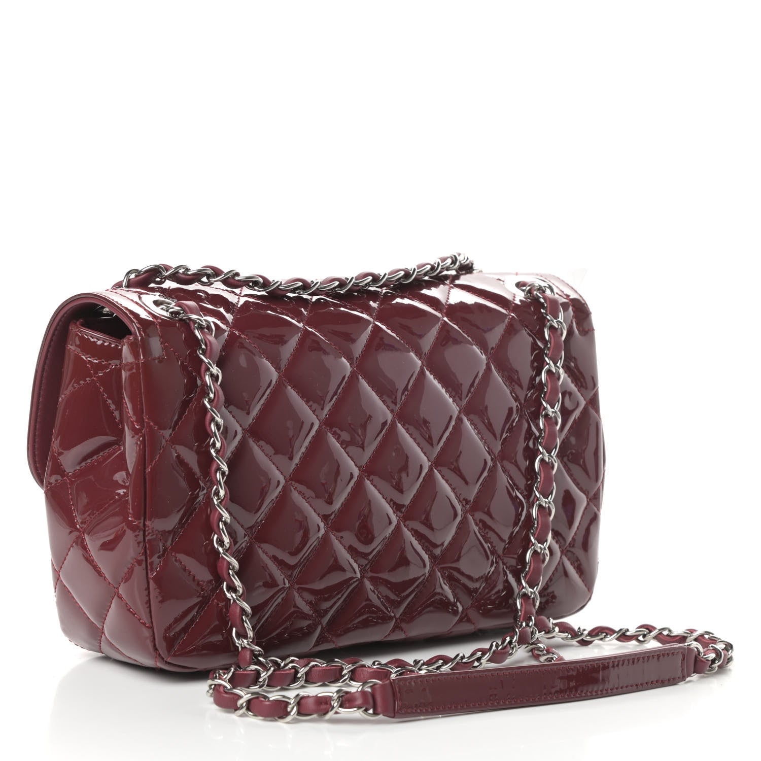Chanel Patent Quilted Large Coco Shine Flap Burgundy 3 of 10