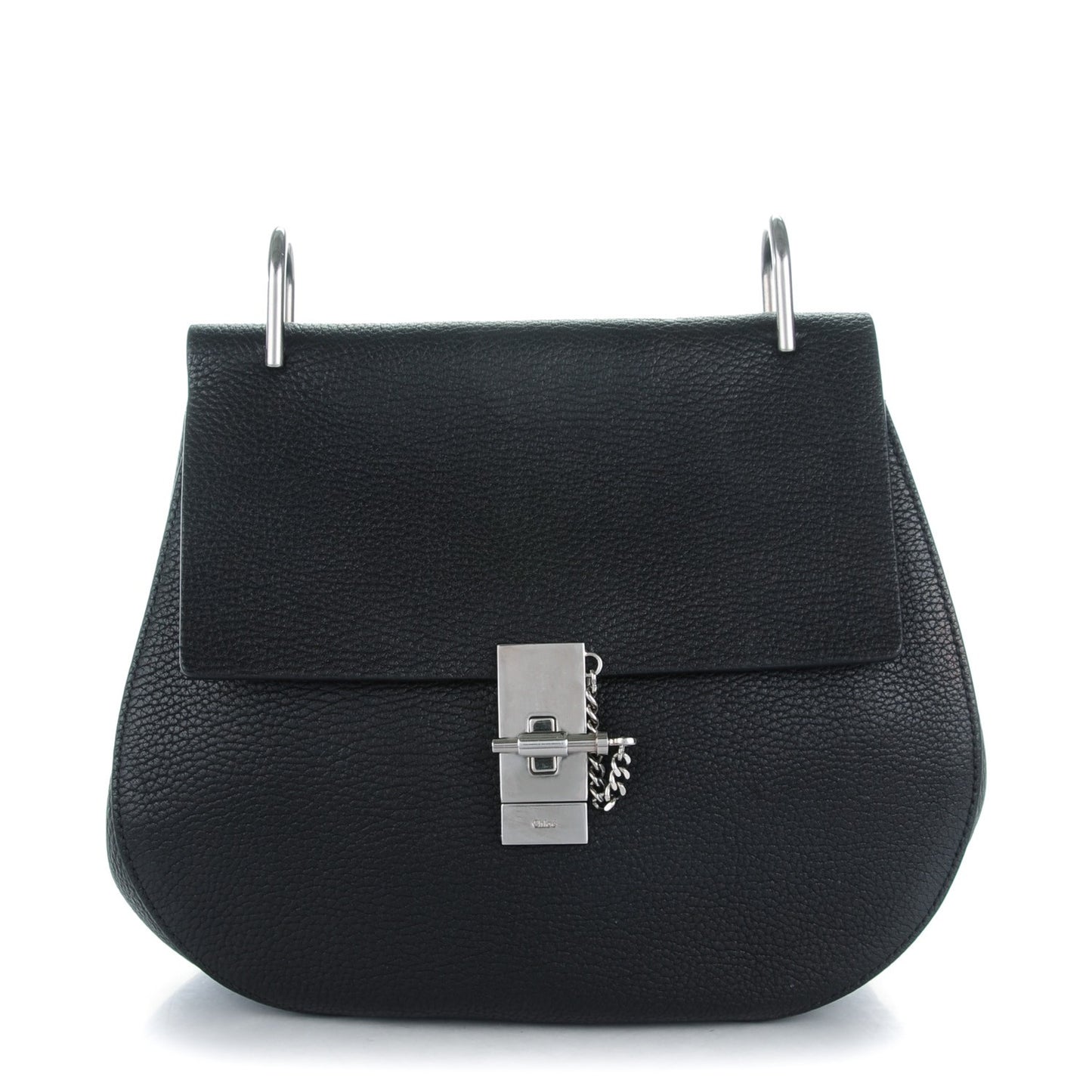 Grained Lambskin Medium Drew Shoulder Bag Black