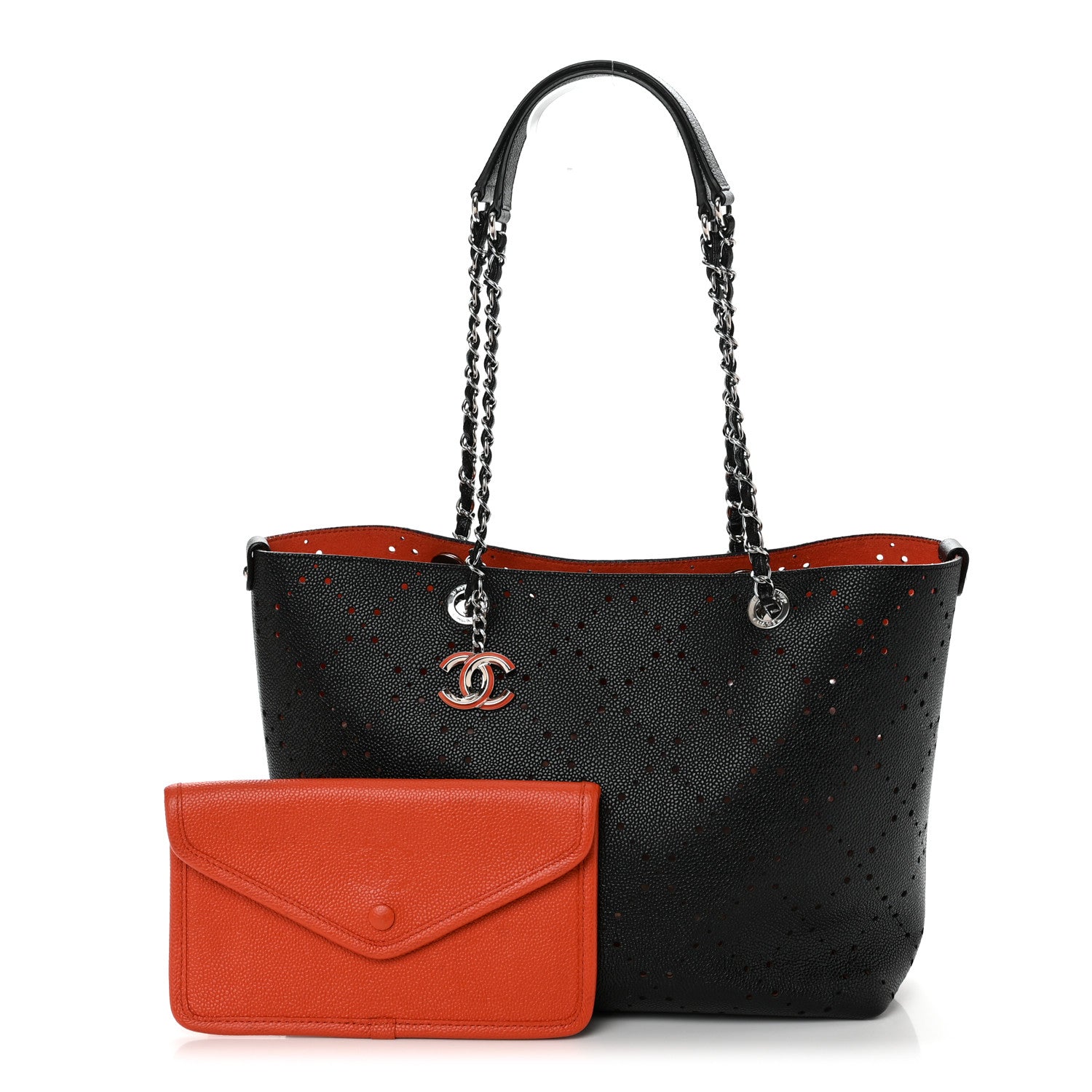 Chanel Perforated Grained Calfskin Small Shopping Tote Black 1 of 12