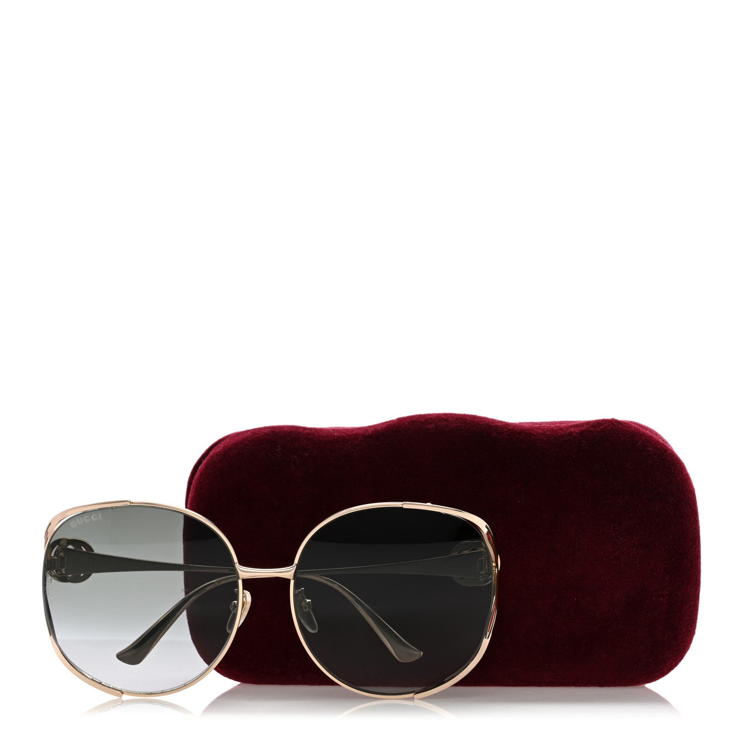 Gucci Metal Oversized Round Frame GG0225S Sunglasses Gold 7 of 7