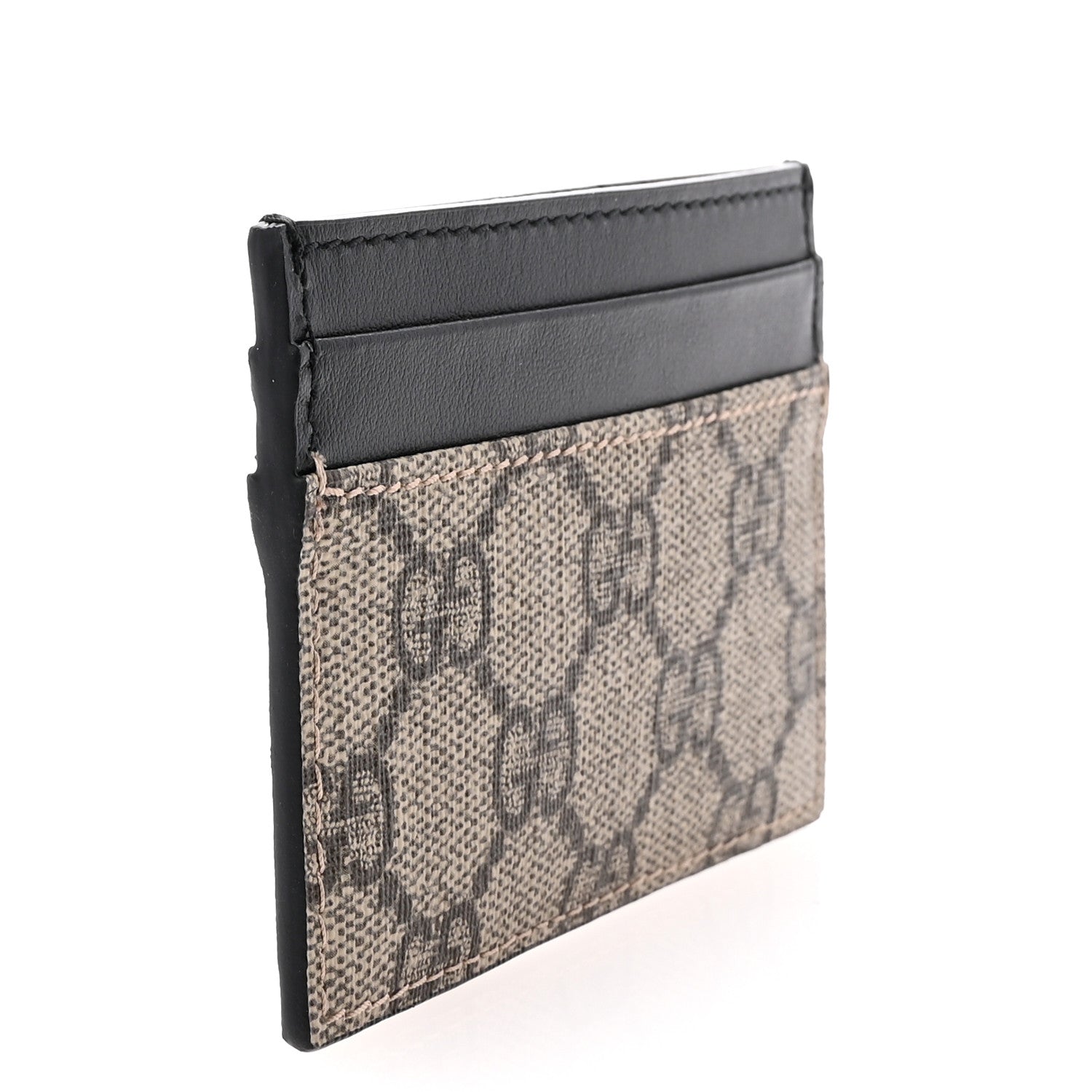 Gucci GG Supreme Monogram Calfskin Card Holder Beige Black 3 of 6