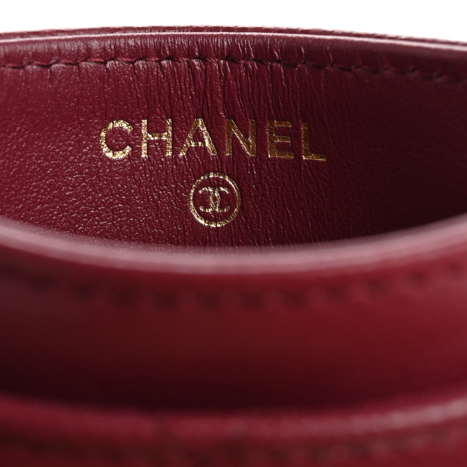 Chanel Caviar Quilted Crystal Card Holder Burgundy 6 of 9